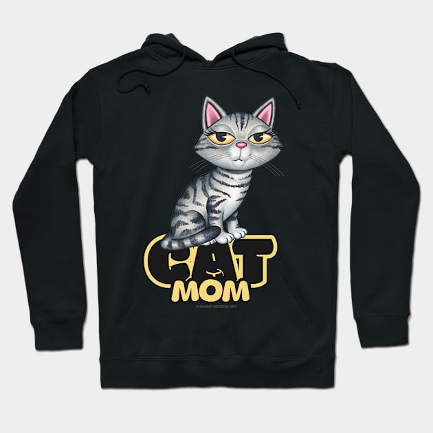 Gray Tabby Cat Mom Hoodie by Danny Gordon Art